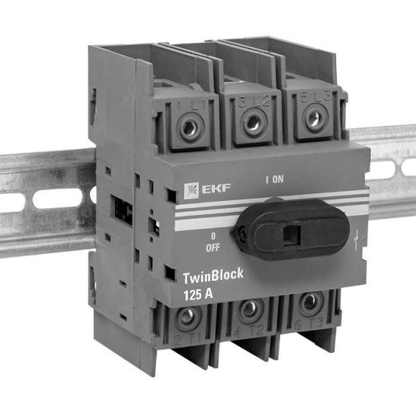 Рубильник 3п 125A c рукояткой управления для прямой установки TwinBlock EKF tb-125-3p-f